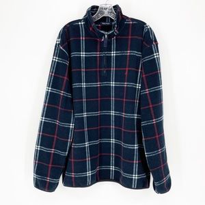 Nautica Quarter Zip Plaid Fleece Sweater Size XL